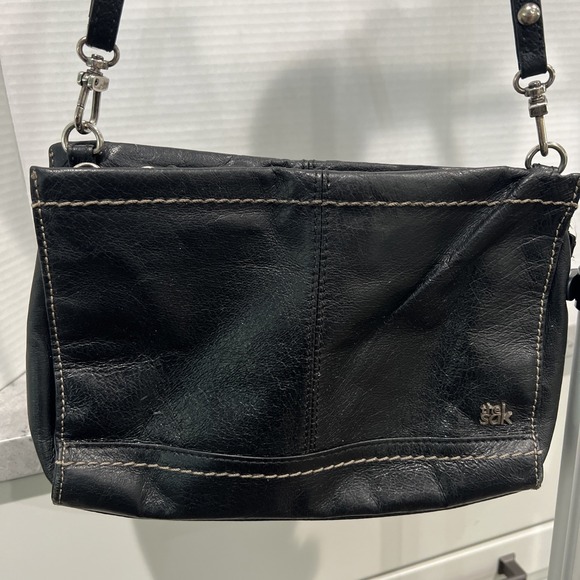 THE SAK Iris Leather Three-Way-Wear‎ Crossbody Clutch Black Bag Small - Picture 1 of 13